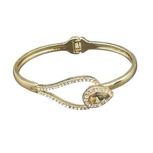 Elegant Gold Tension Bracelet with Citrine and Clear Crystal Accents